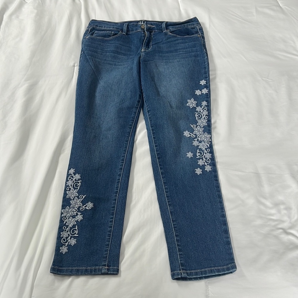 Style&Co embroidered flower jeans